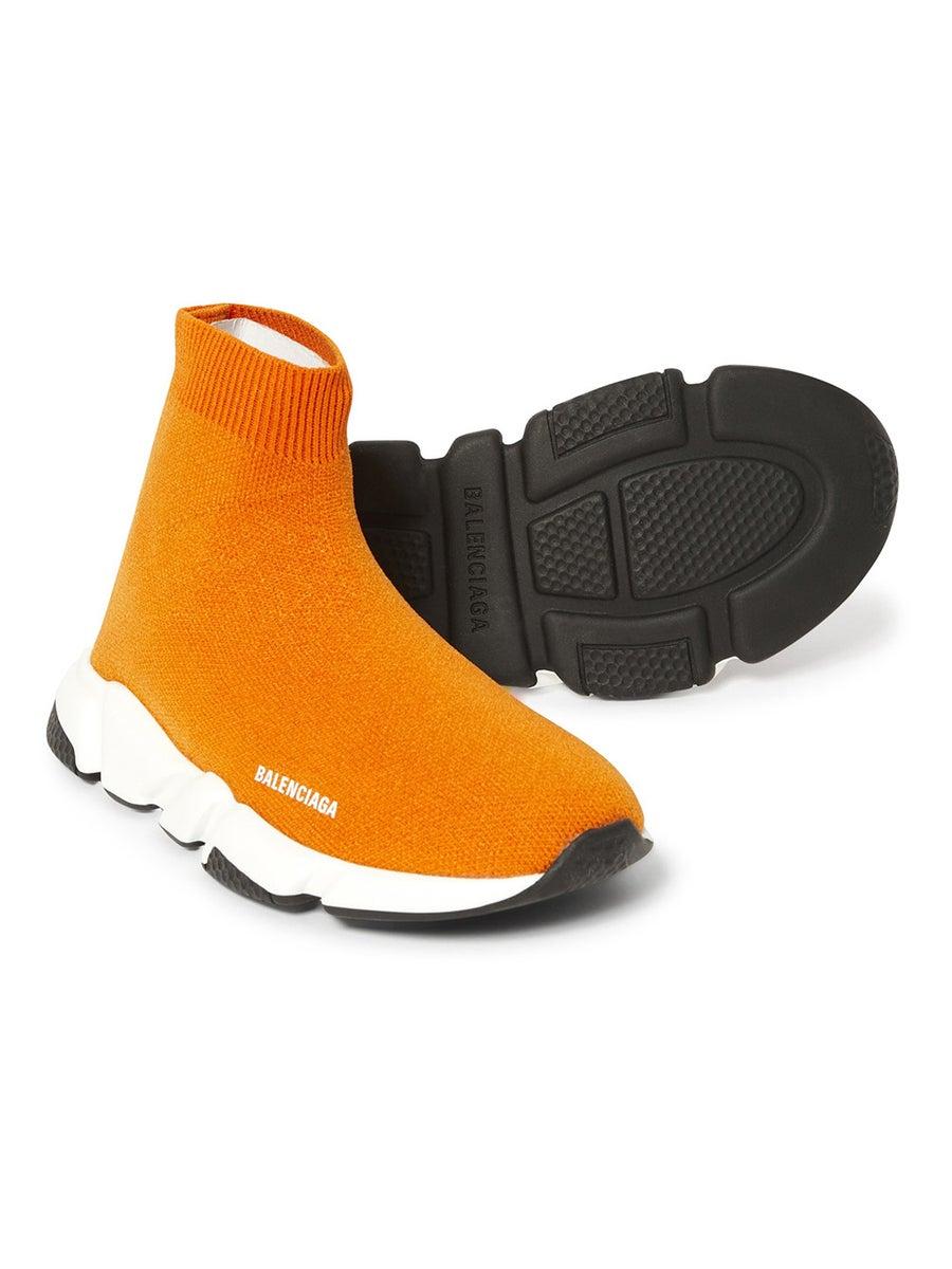 Balenciaga Synthetic Kids Knitted Sock Sneakers Orange Lyst