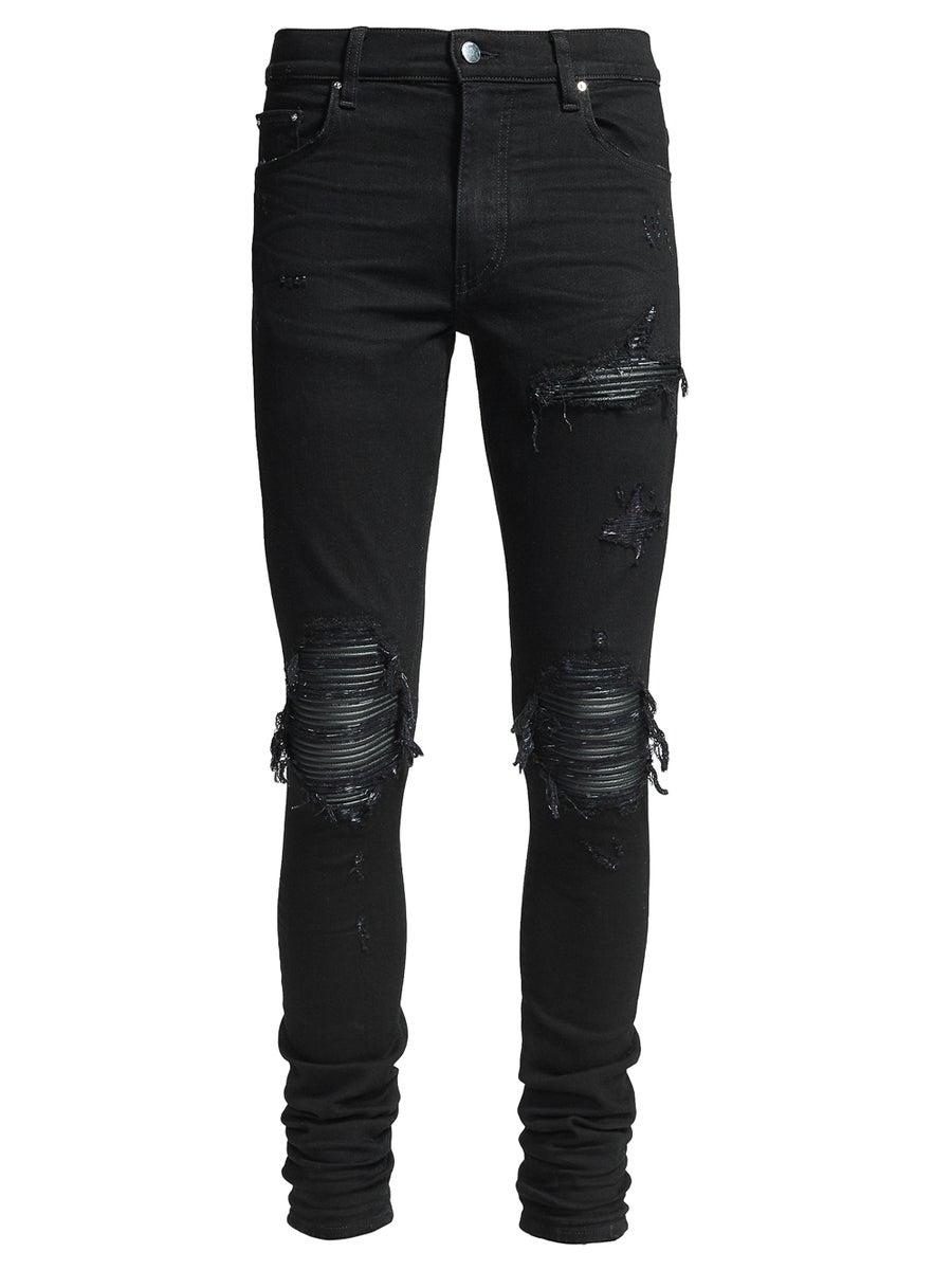 mx1 leather patch jean black