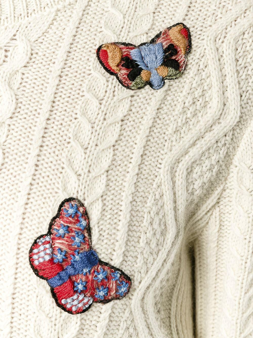 Valentino Wool Butterfly Embroidered Cable Knit Jumper Lyst