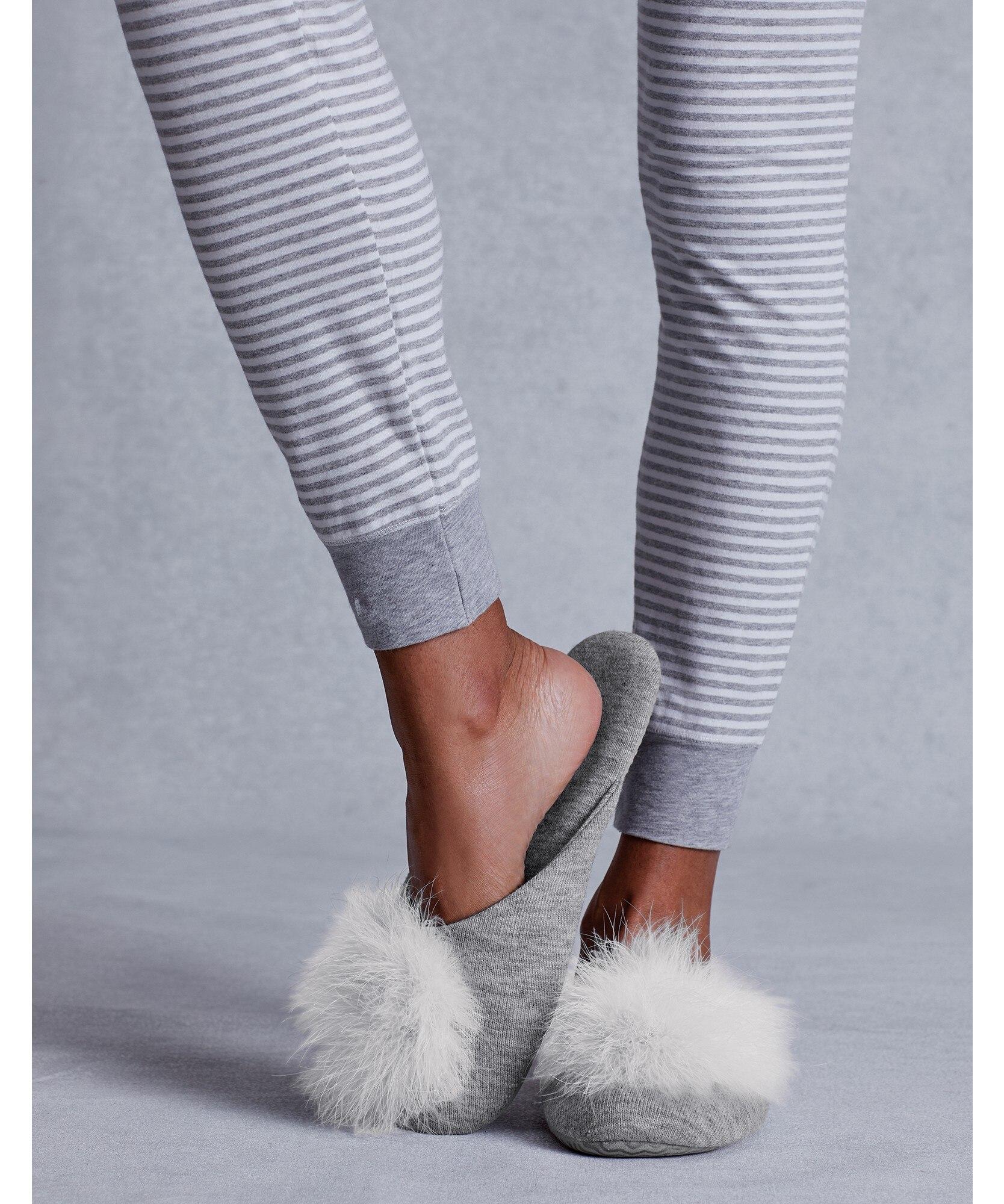 Feather Pom-pom Mule Slippers 