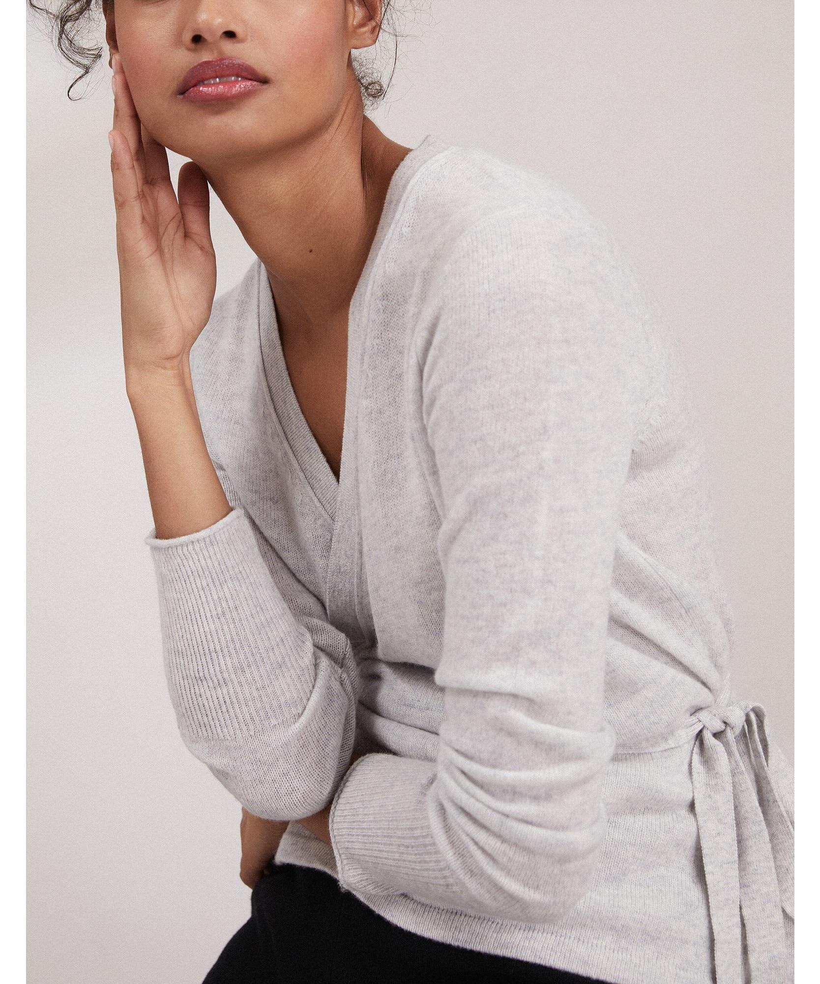 The White Company Woolcashmere Ballet Wrap Top in Cloud Marl (Gray) Lyst
