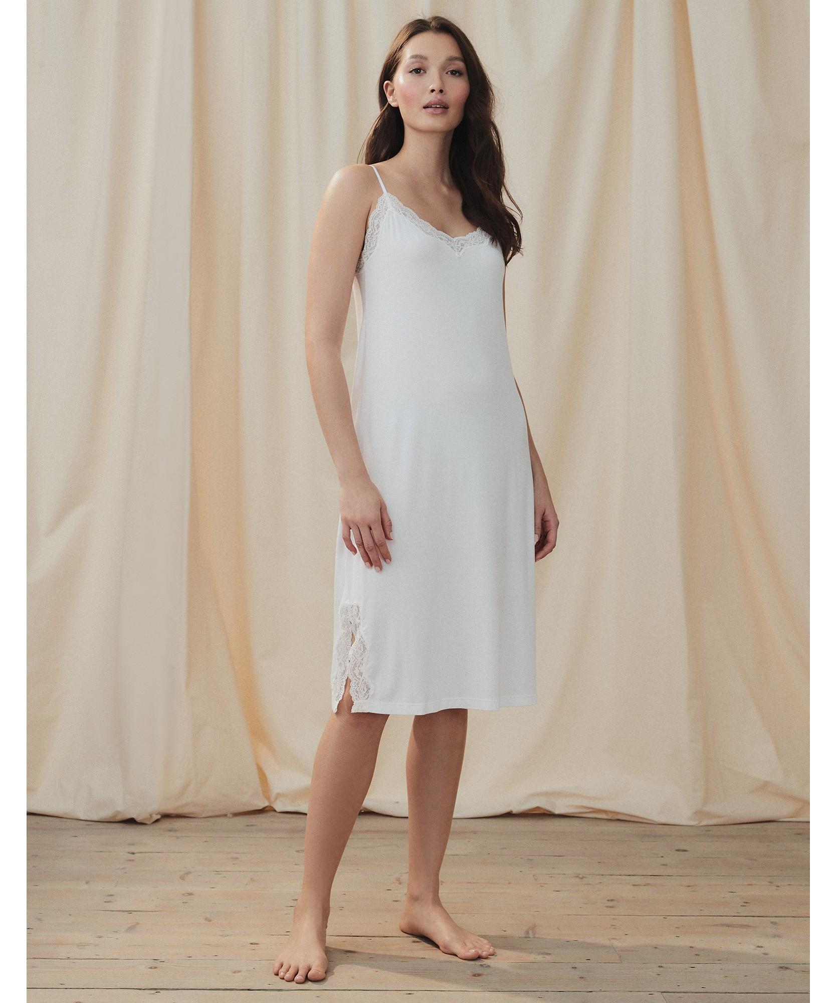 The White Company Lace Trim Nightgown in Ivory (White) Lyst