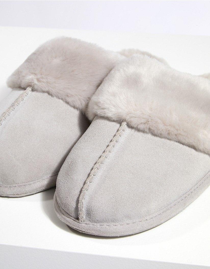 Grey suede mule slippers Clearance