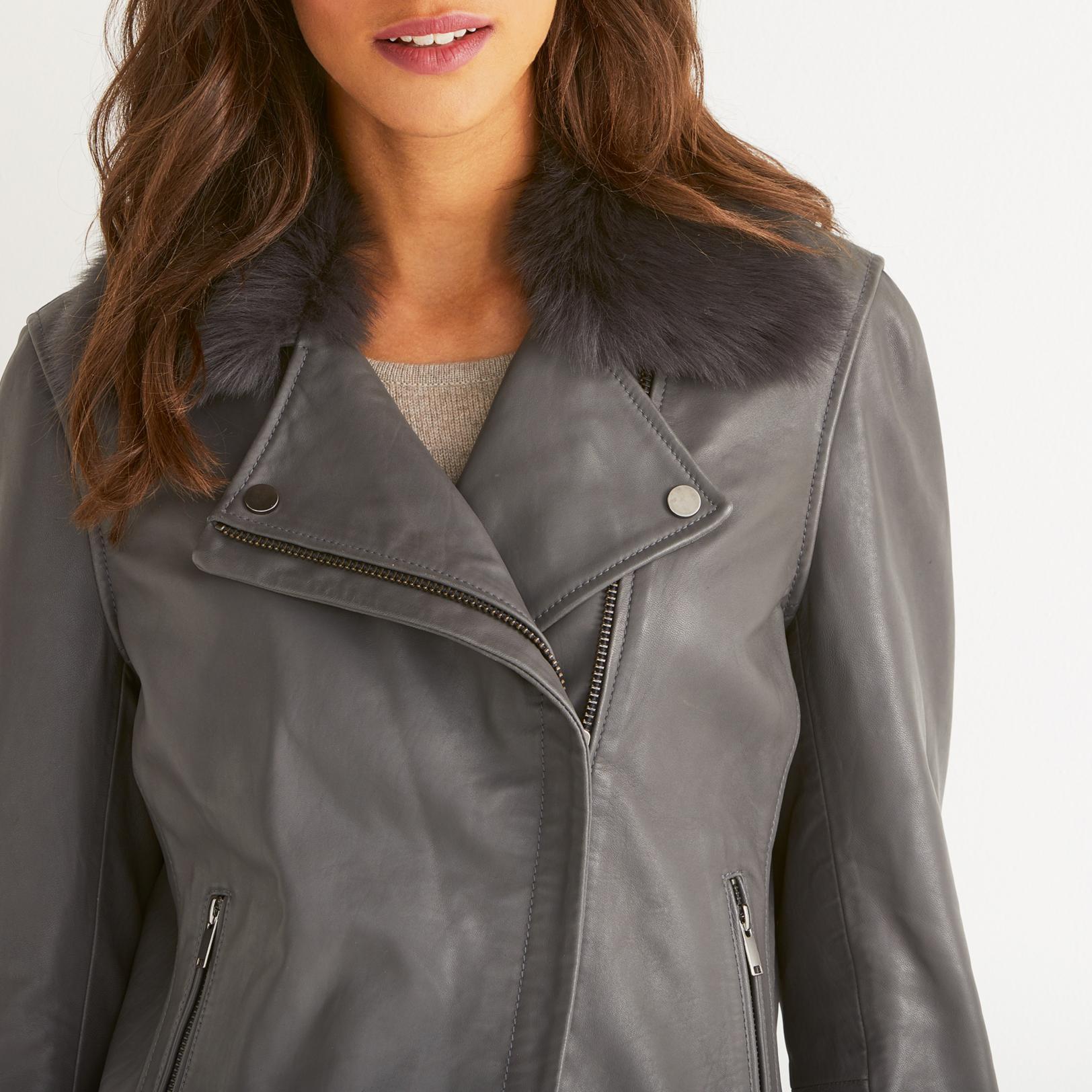 white company leather jacket