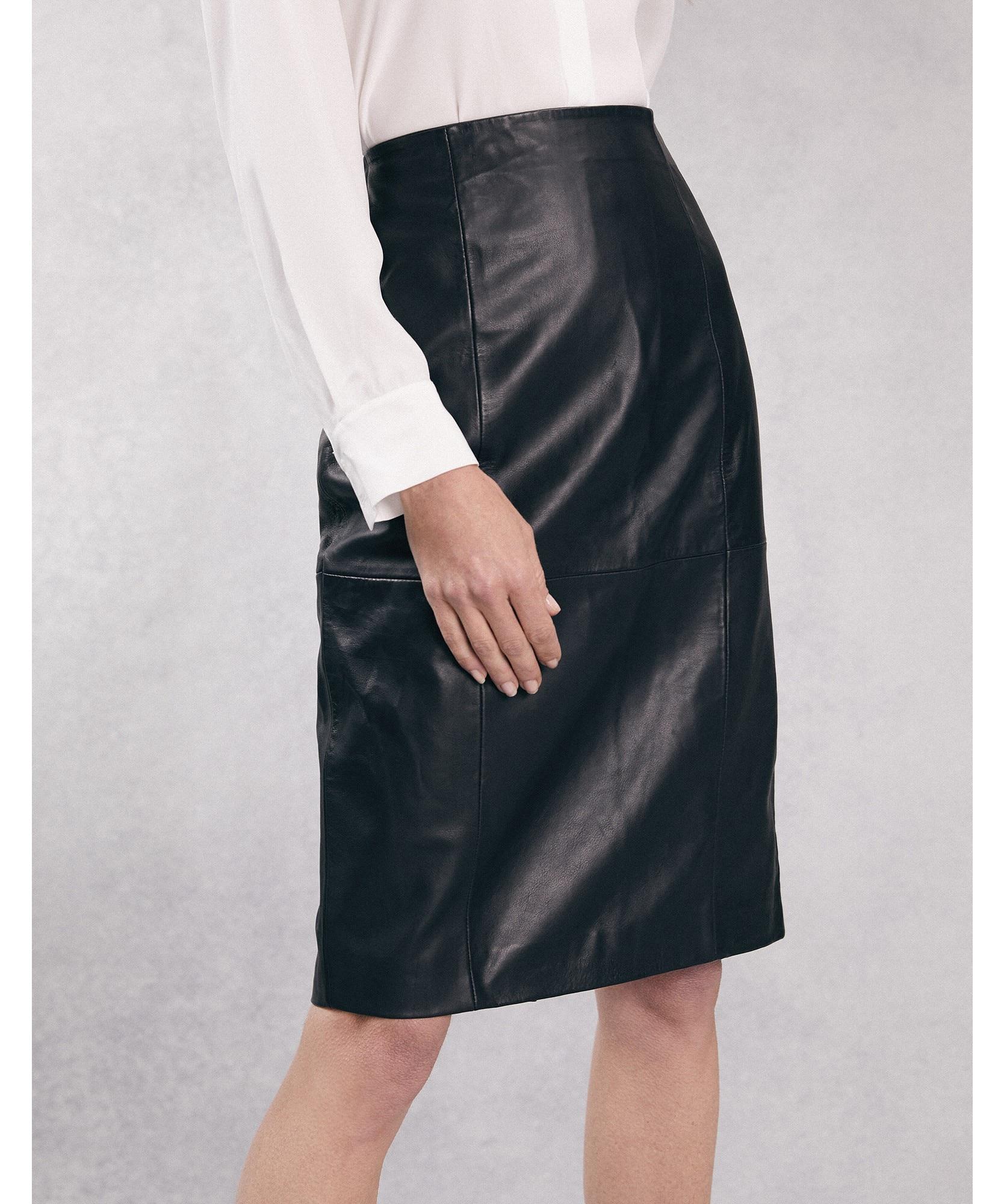 The White Company Leather Pencil Skirt in Black - Lyst