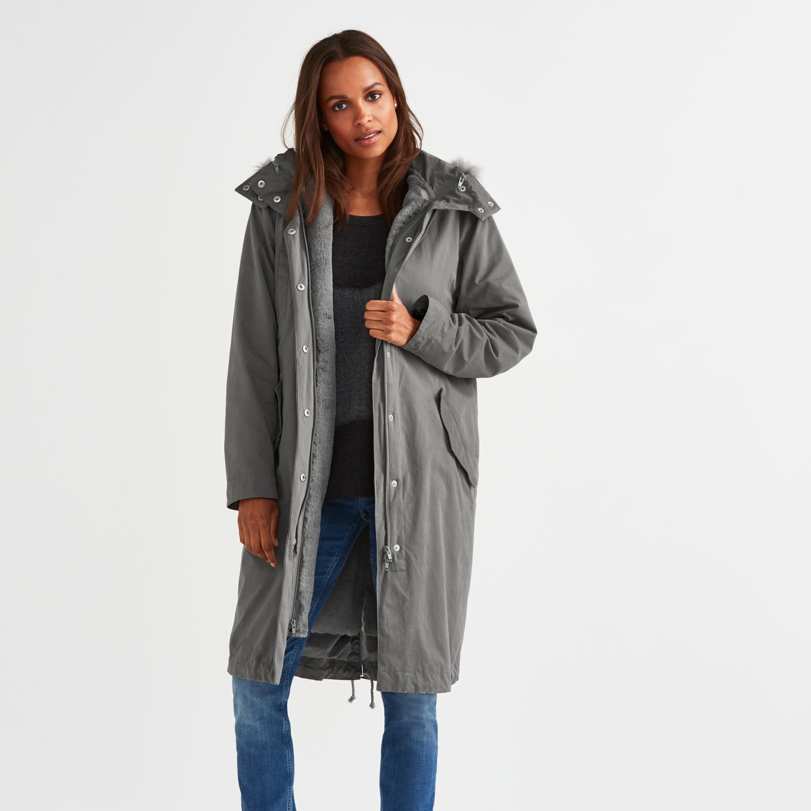 white company faux fur coat
