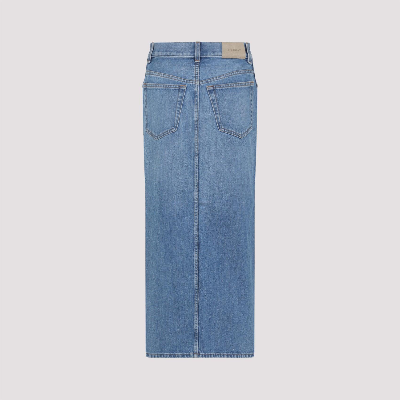 GIVENCHY COTTON MIDI SKIRT デニム Black Reinforced Panel Denim Midi Skirt by Givenchy on Sale