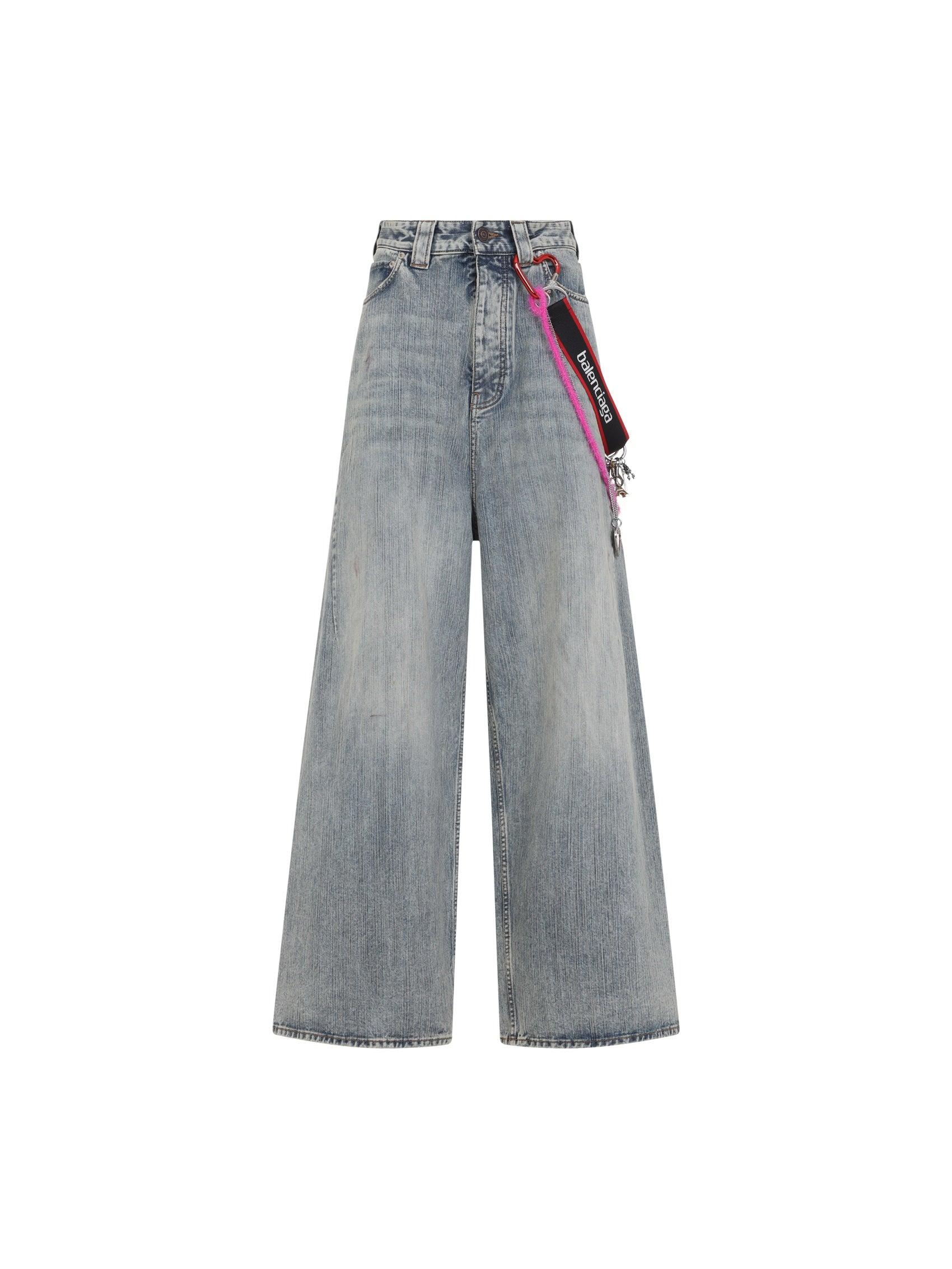 デニム・ジーパン BALENCIAGA Women Denim Pants 786468TJW949000 White Women's Loose Fit Pants in White | Balenciaga US