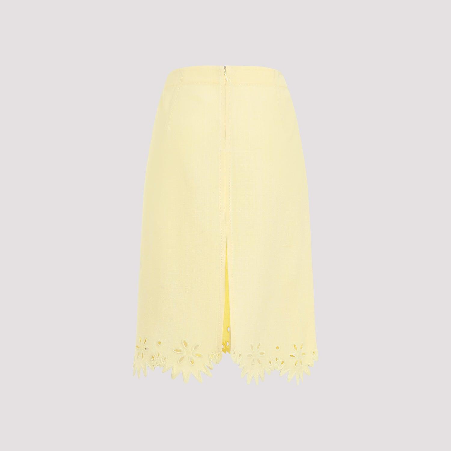 スカート Bottega Veneta Fluo Yellow Shearling Skirt Bottega Veneta - Leather midi skirt Bottega Veneta