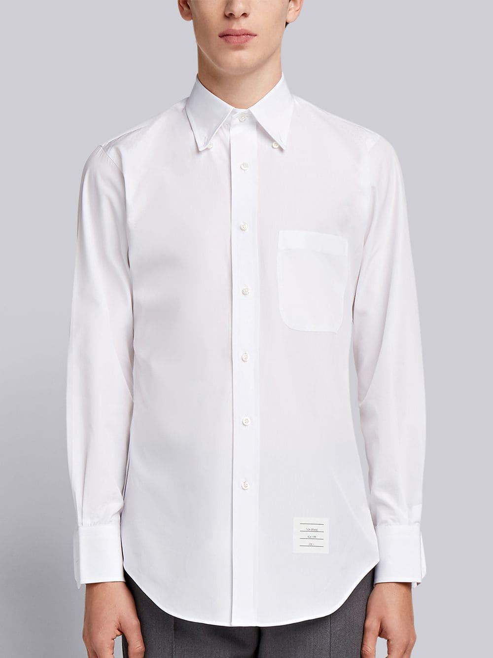 Thom Browne Solid Poplin Dress Shirt in White for Men Lyst