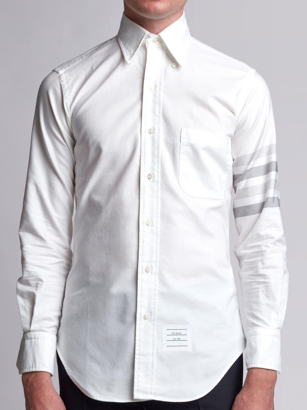Thom Browne Cotton Woven 4bar Armband Oxford Shirt in White for Men Lyst