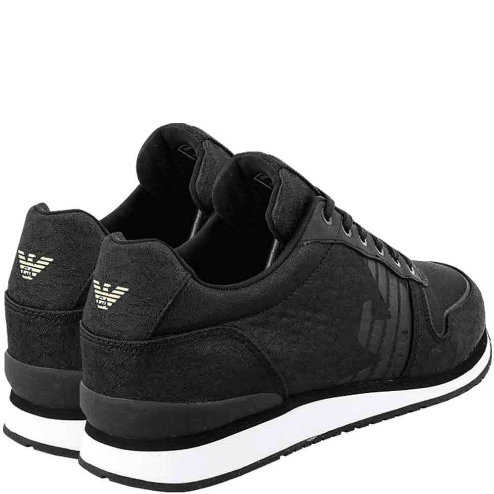Emporio Armani Leather Eagle Sneakers in Black for Men - Lyst