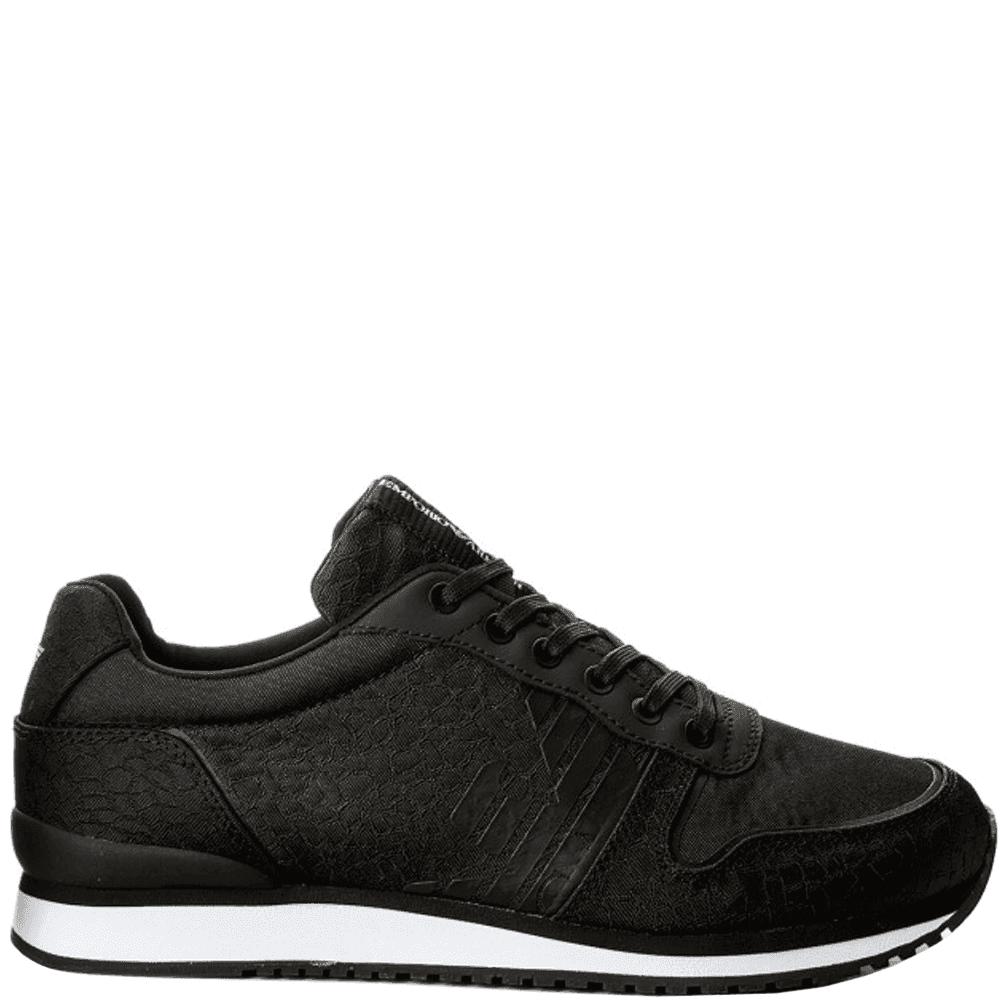 Emporio Armani Leather Eagle Sneakers in Black for Men - Lyst