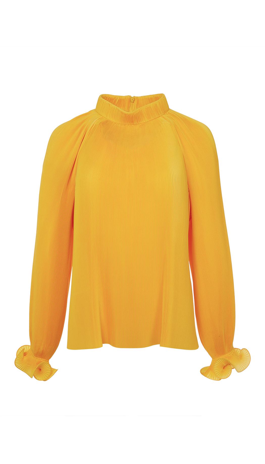 yellow pleated top