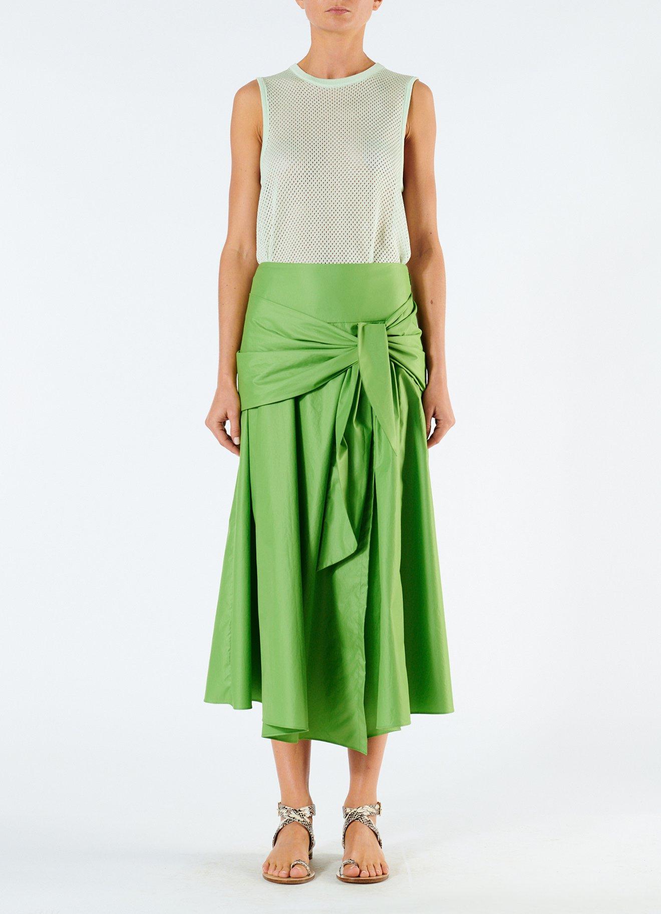 Tibi Synthetic Glossy Plainweave Tie-front Midi Skirt in Green - Lyst