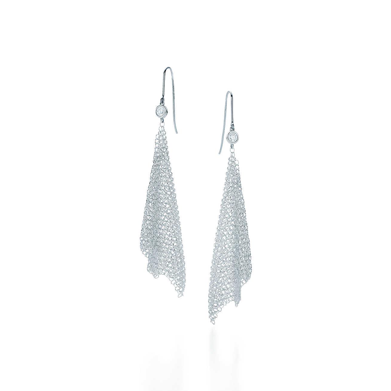 Tiffany Co Mesh Scarf Earrings In Metallic Lyst Tiffany Co Women S Metallic Mesh Scarf Earrings
