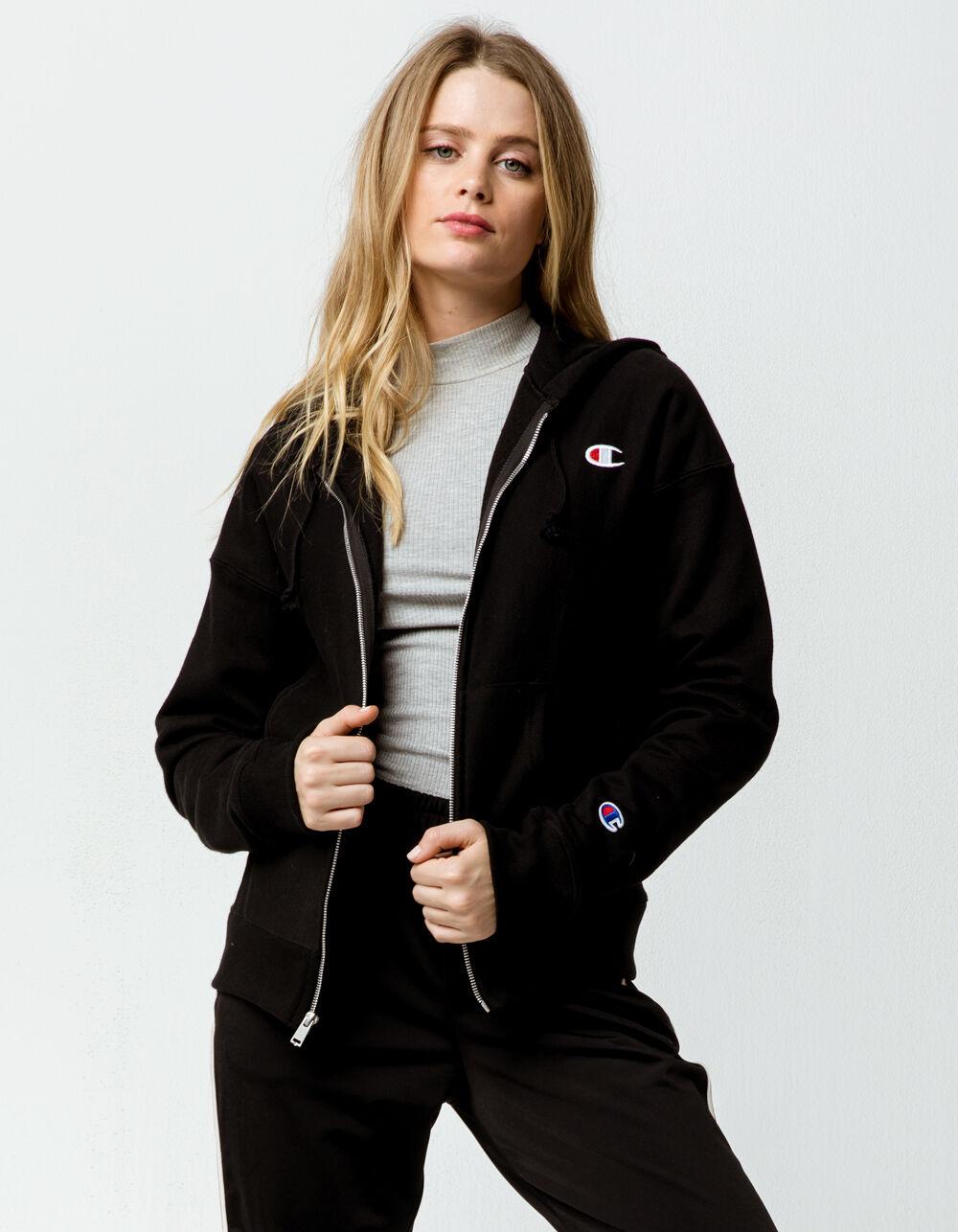 Champion Fleece Life Reverse Weave Black Womens Zip Hoodie - Lyst