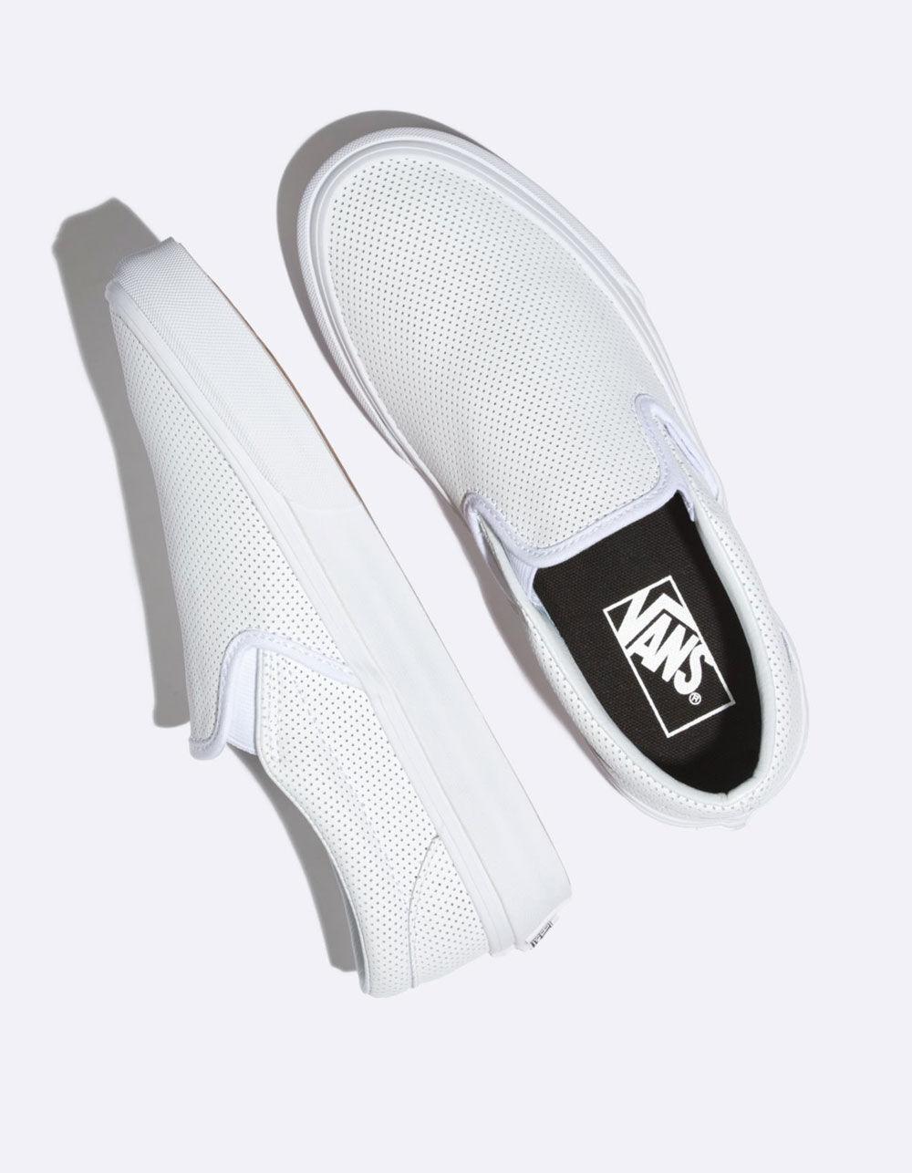 womens vans perf leather slip on