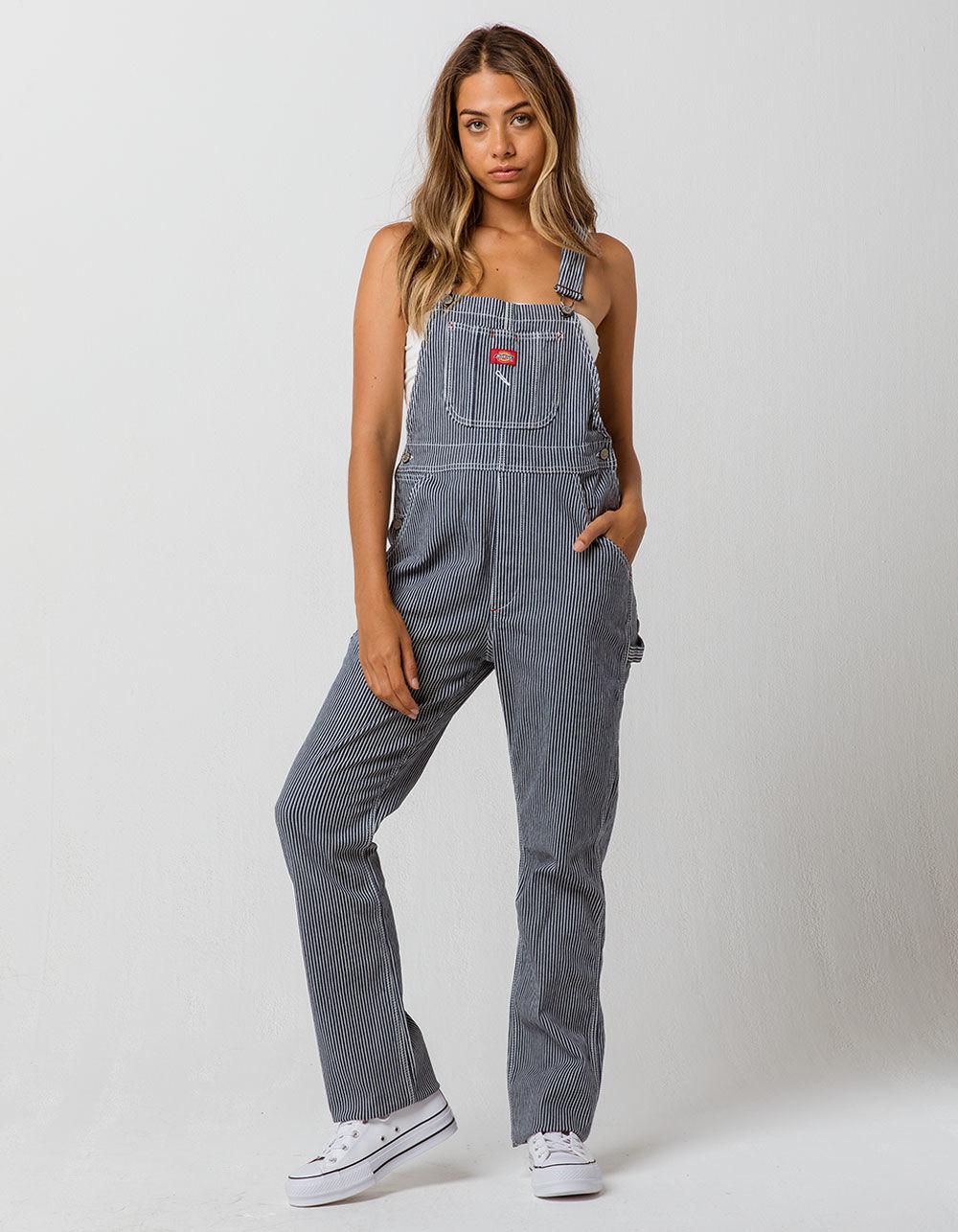 dickies blue and white striped overalls