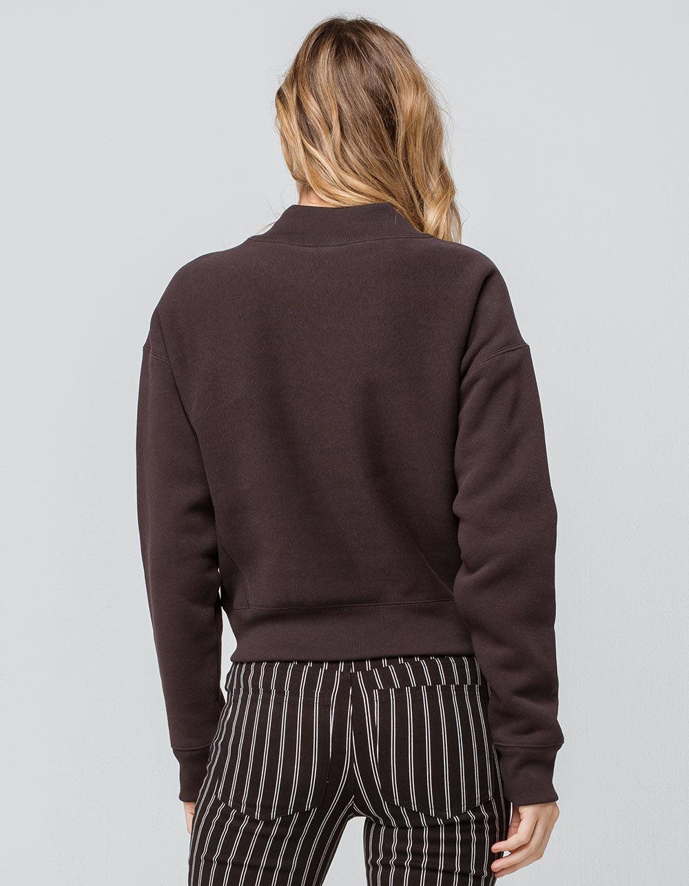 Download Champion Fleece Reverse Weave Mock Neck Black Womens Crop ...