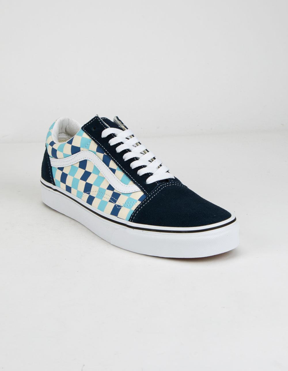 blue checkered old skool vans