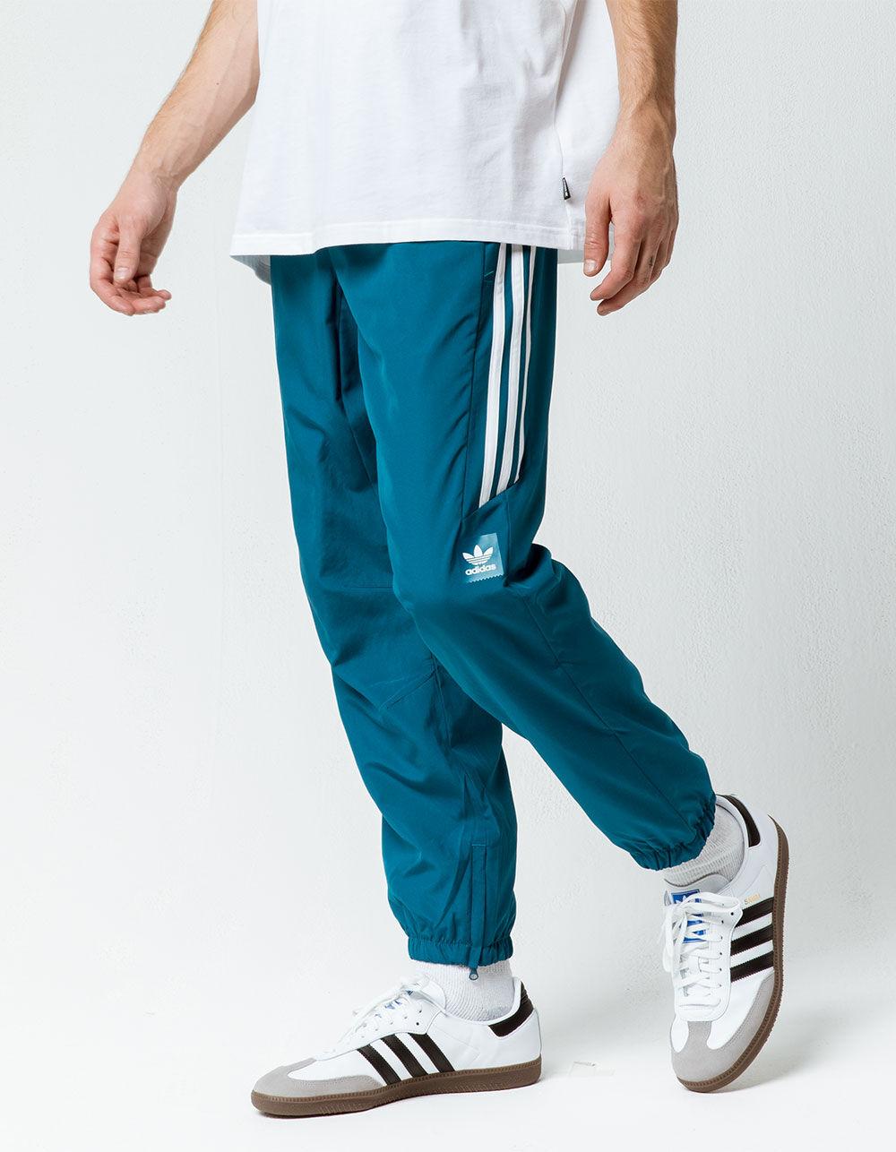 adidas classic wind teal blue mens track pants