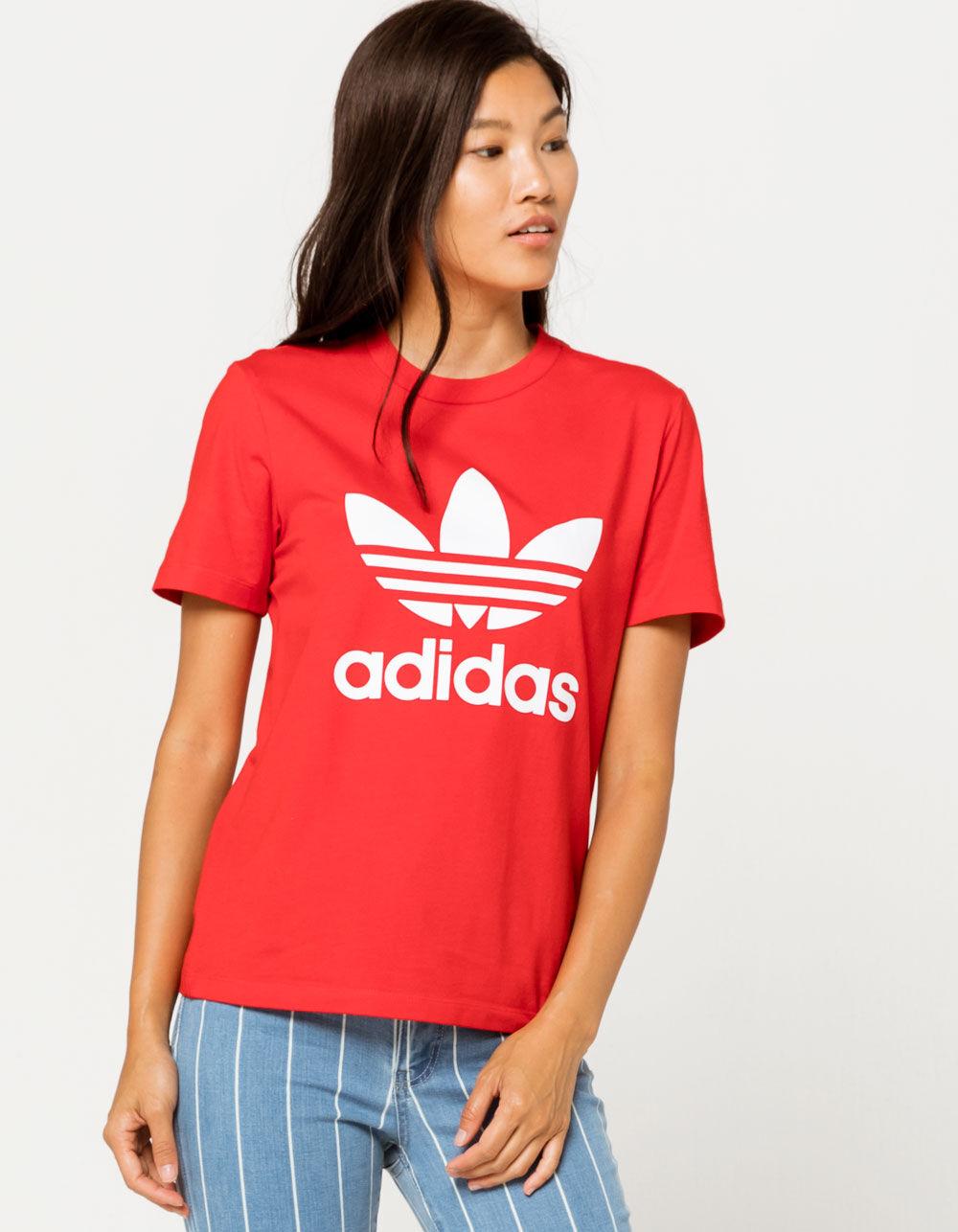 adidas Cotton Trefoil Red Womens Tee - Lyst