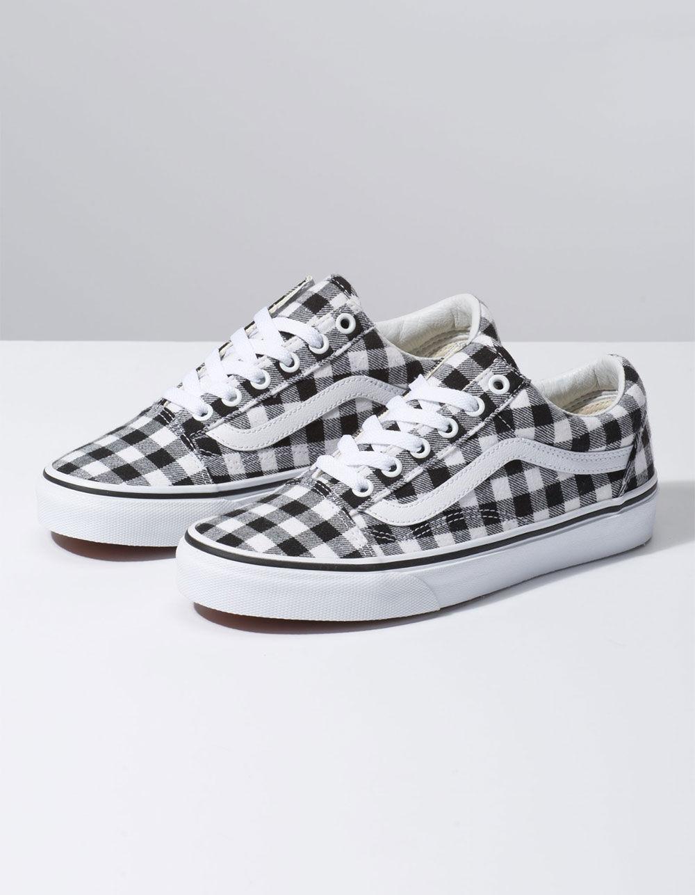 Vans Canvas Gingham Old Skool Black True White Womens Shoes Lyst