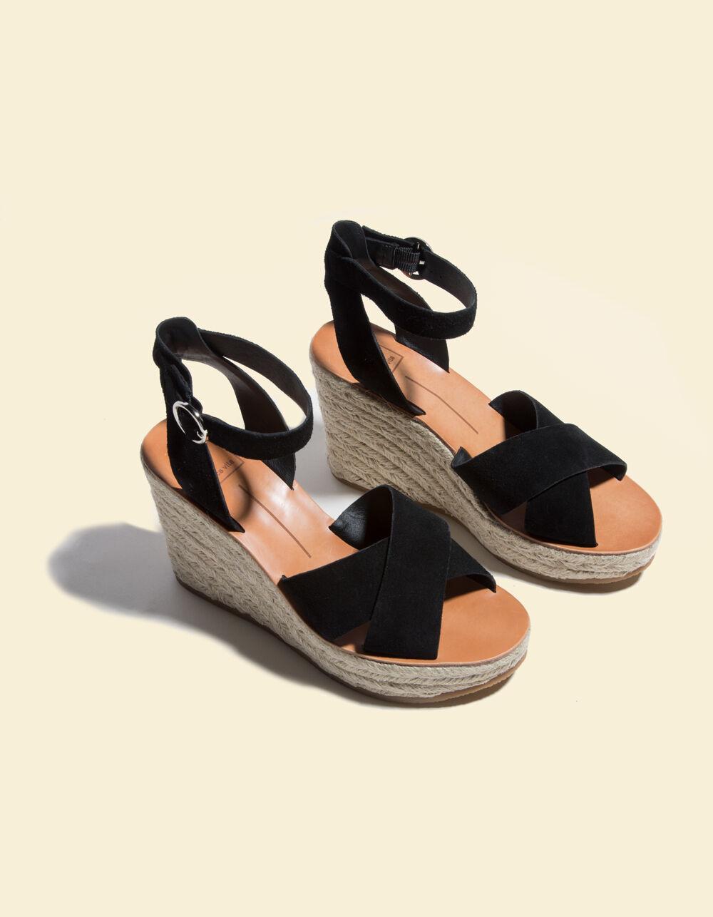 Dolce Vita Pello Black Suede Womens Espadrille Wedges - Lyst