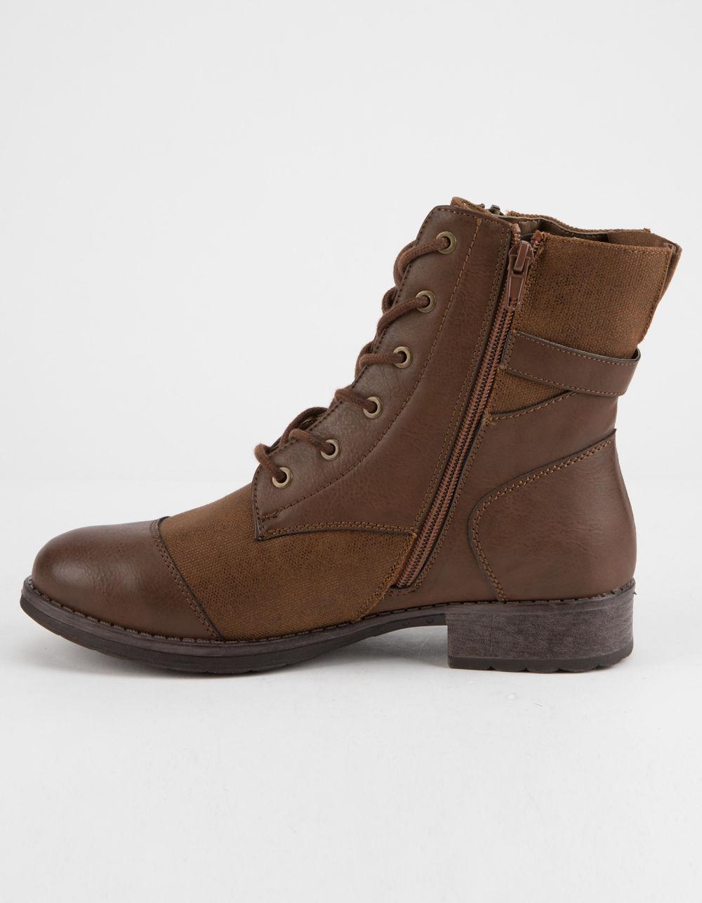 Dirty Laundry Canvas Tilley Cognac Womens Combat Boots in Black (Brown ...