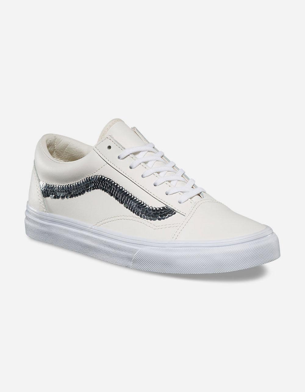 shiny white vans