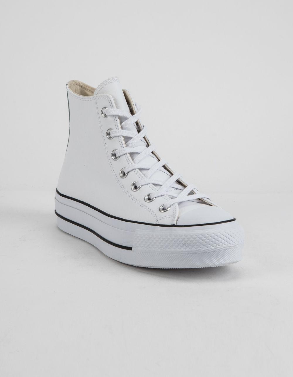 Converse Chuck Taylor All Star Lift Faux Leather White Womens High Top