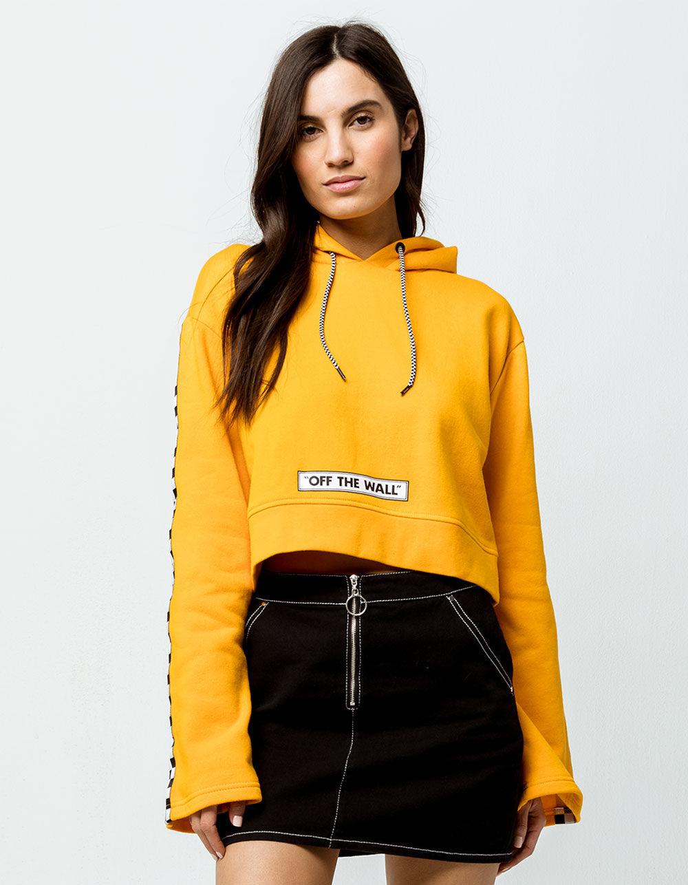 Vans Fleece Checkerboard Womens Crop Hoodie In Yellow Lyst