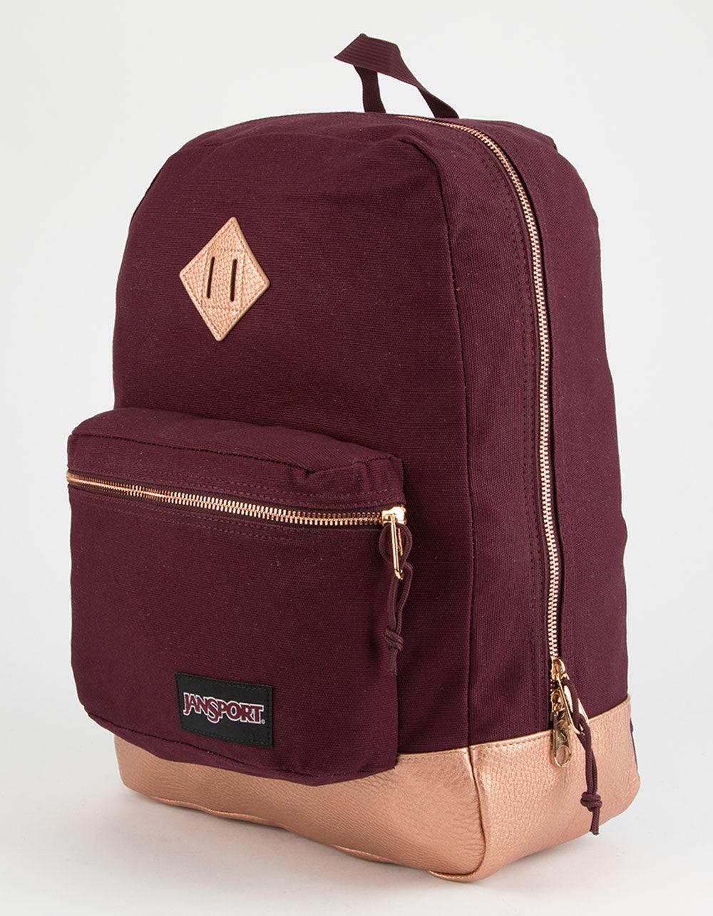Jansport Super Fx Dried Fig & Rose Gold Backpack in Burgundy (Purple