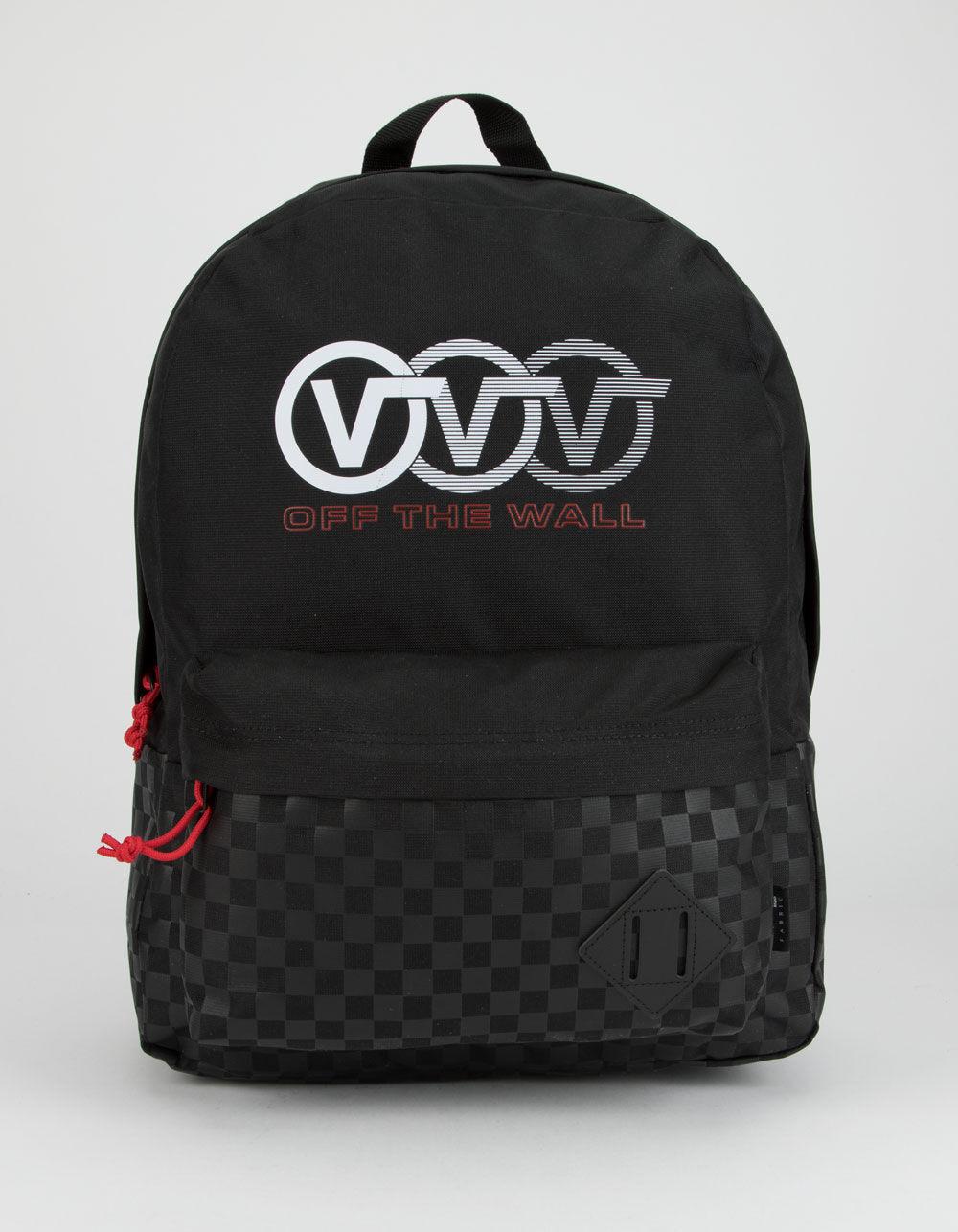 black checkered backpack