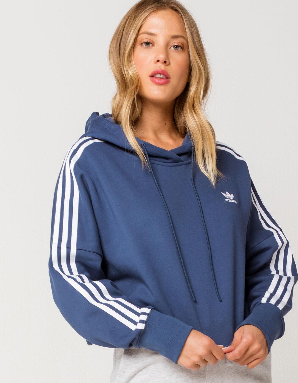 adidas Cotton Cropped Womens Hoodie in Blue - Lyst
