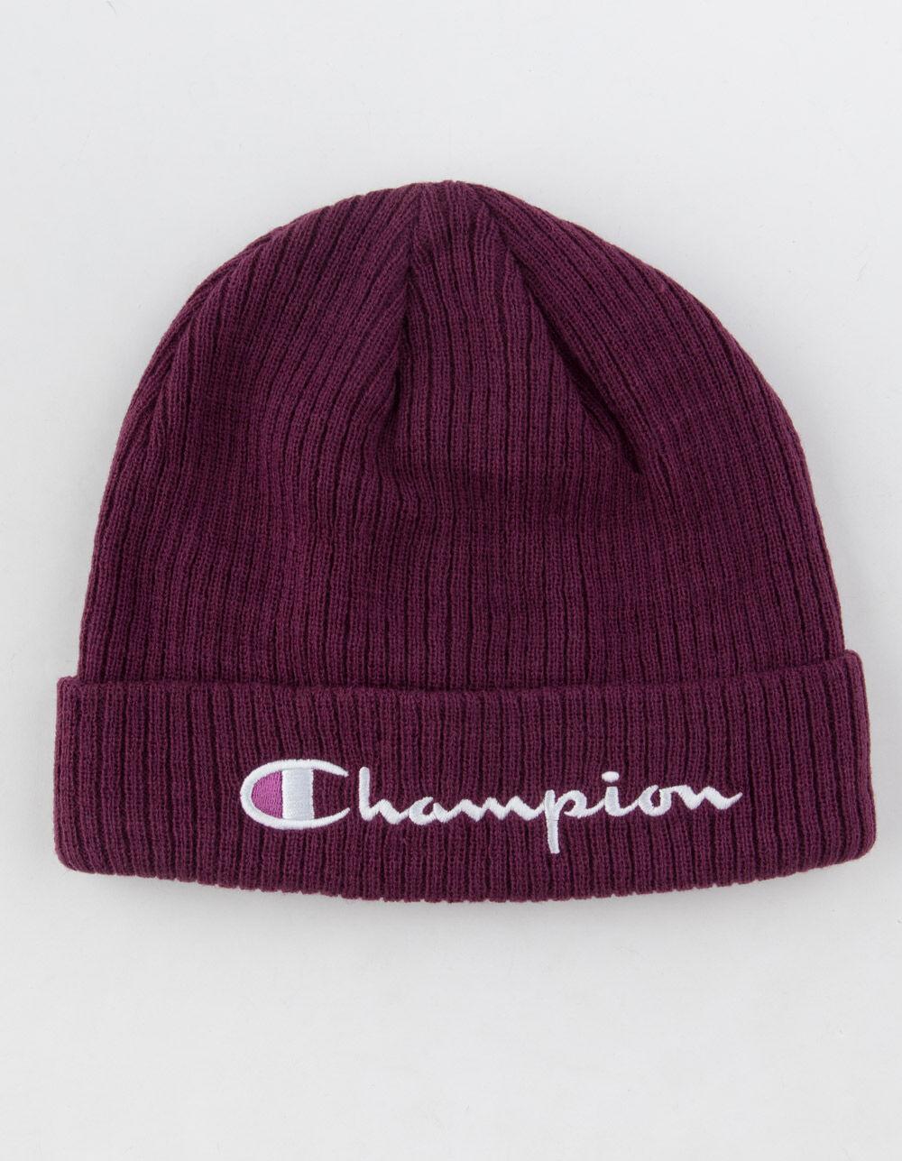 purple champion beanie
