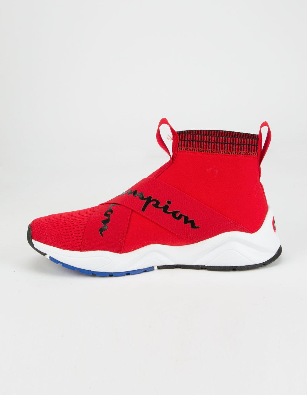 red and black champion shoes