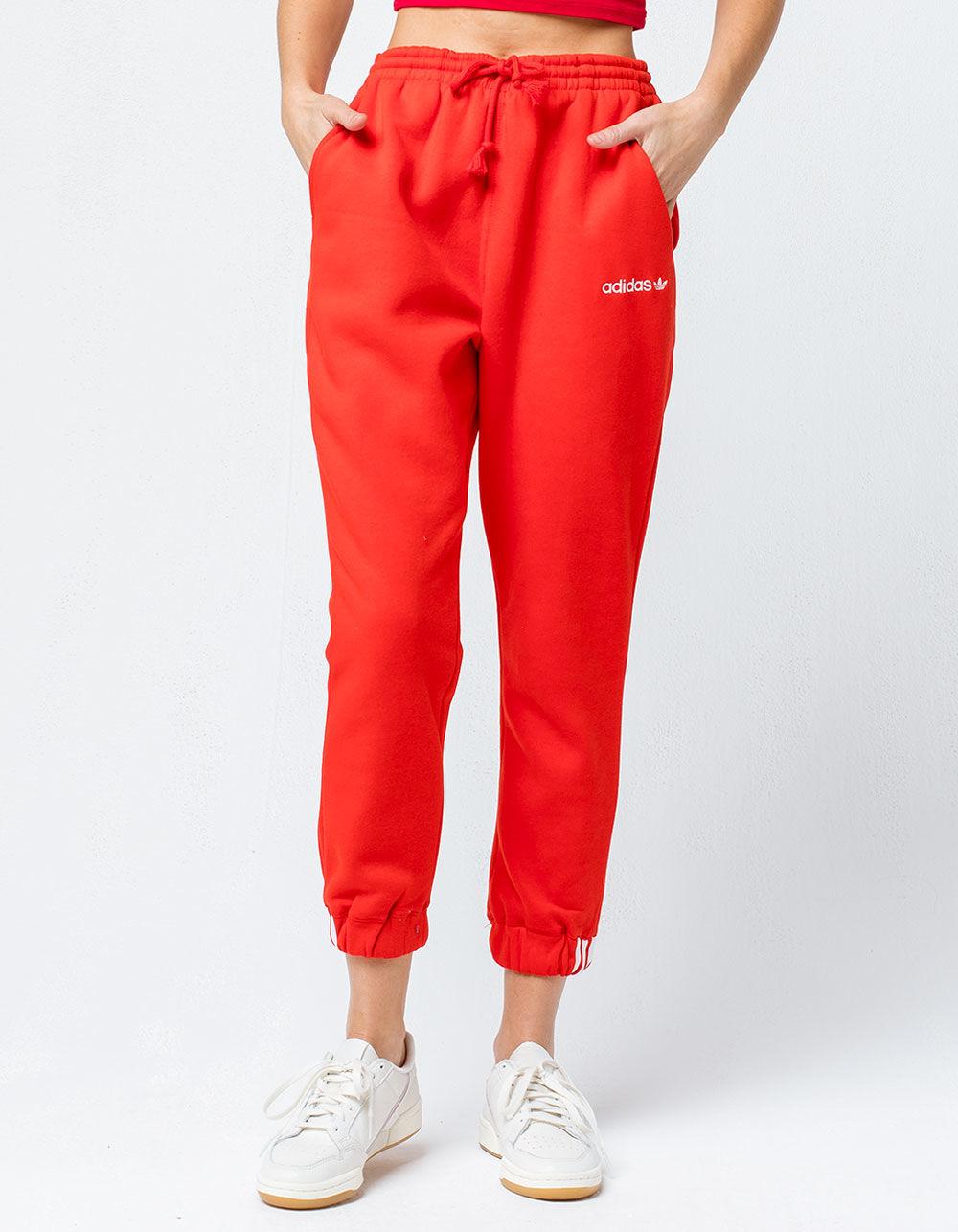 womens red adidas tracksuit set