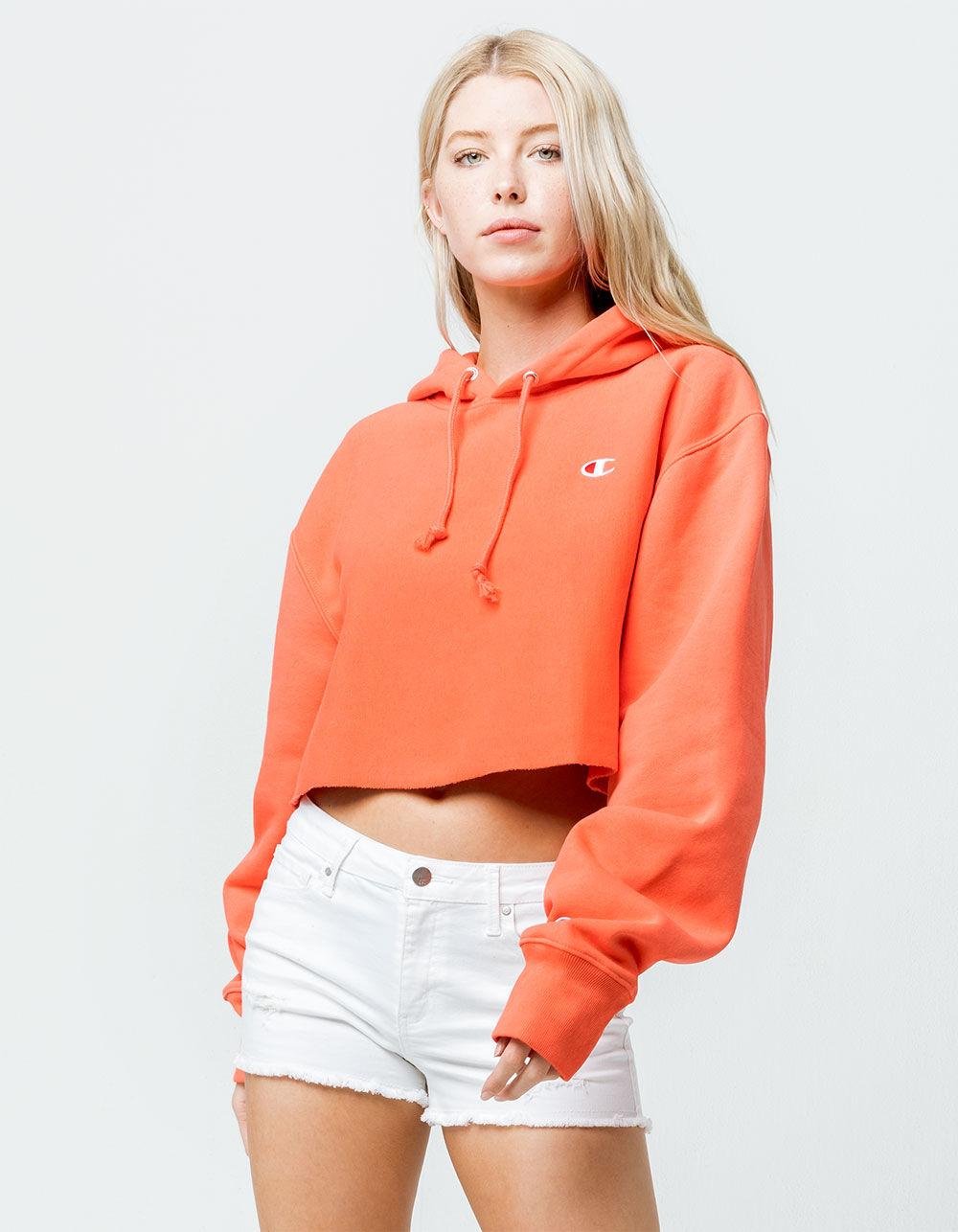 orange champion cropped hoodie