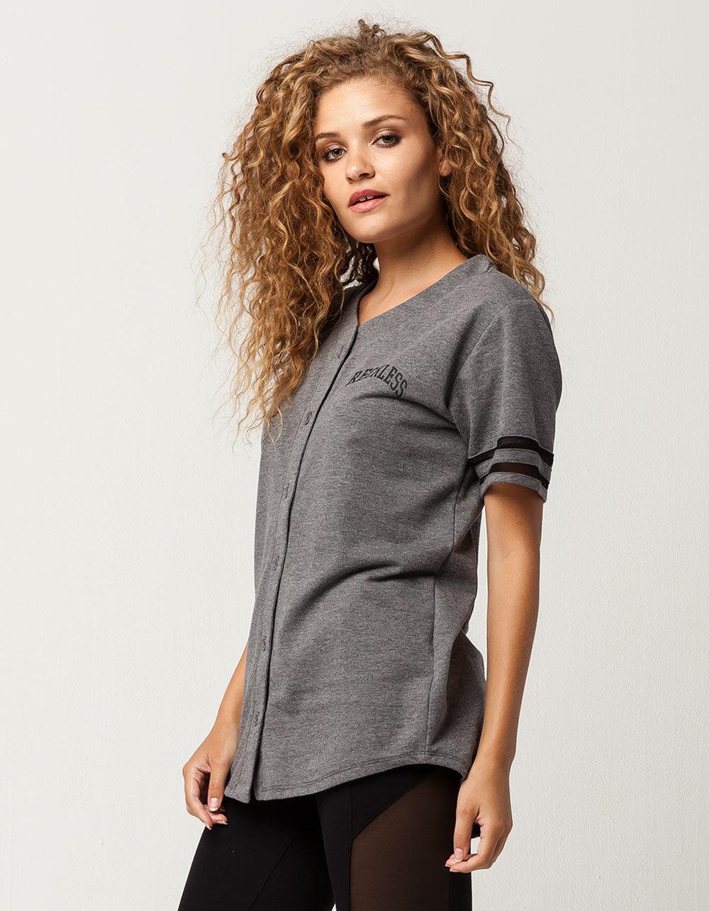 Young Reckless Cotton Womens Baseball Jersey In Gray Lyst