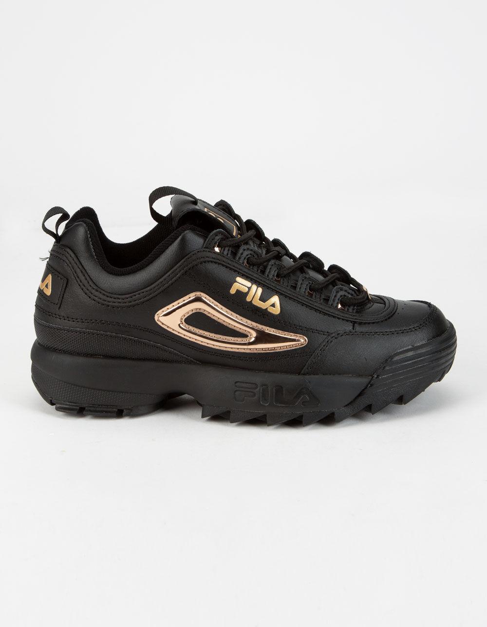 Fila Leather Disruptor Ii Metallic Accent Black & Gold Womens Shoes - Lyst