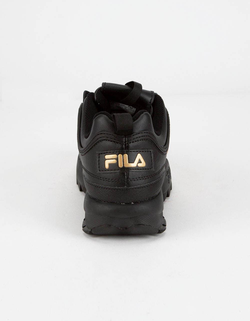 black and gold fila shoes