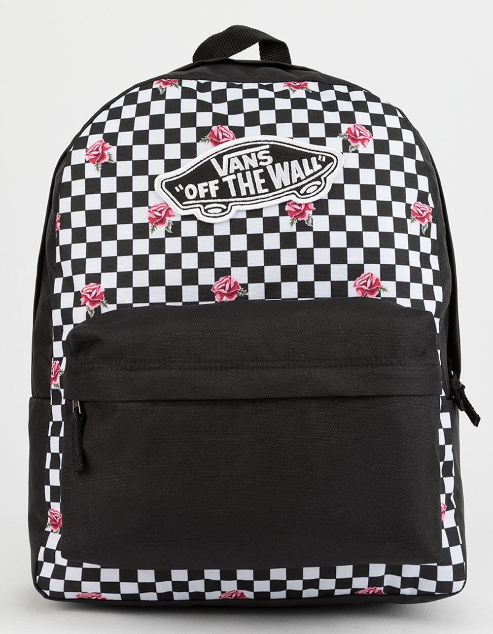 vans checkerboard backpack black