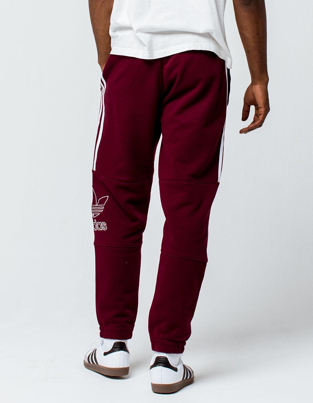 adidas Cotton Outline Maroon Mens Sweatpants in Red for Men - Lyst