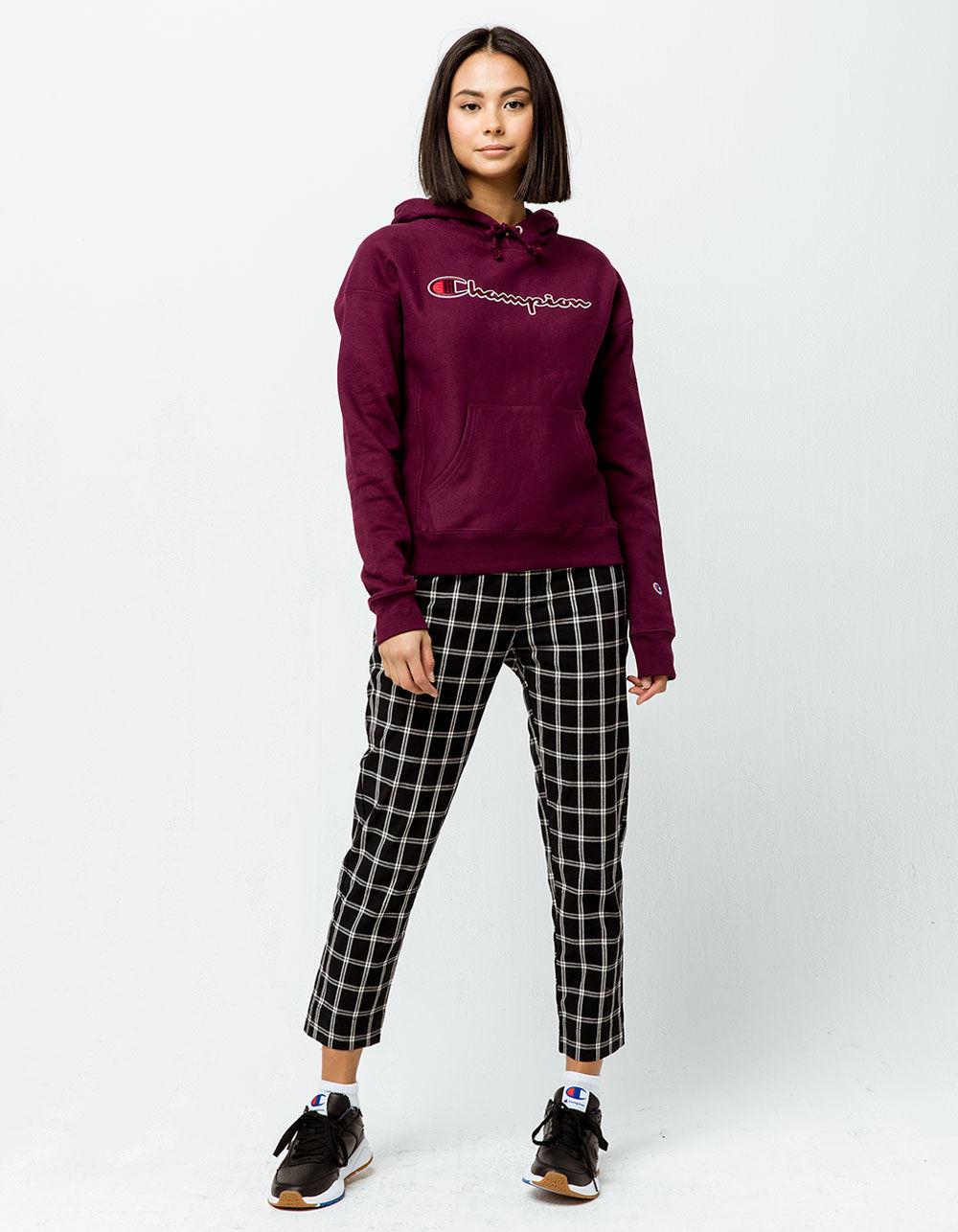 champion reverse weave chain stitch logo dusted blue womens hoodie