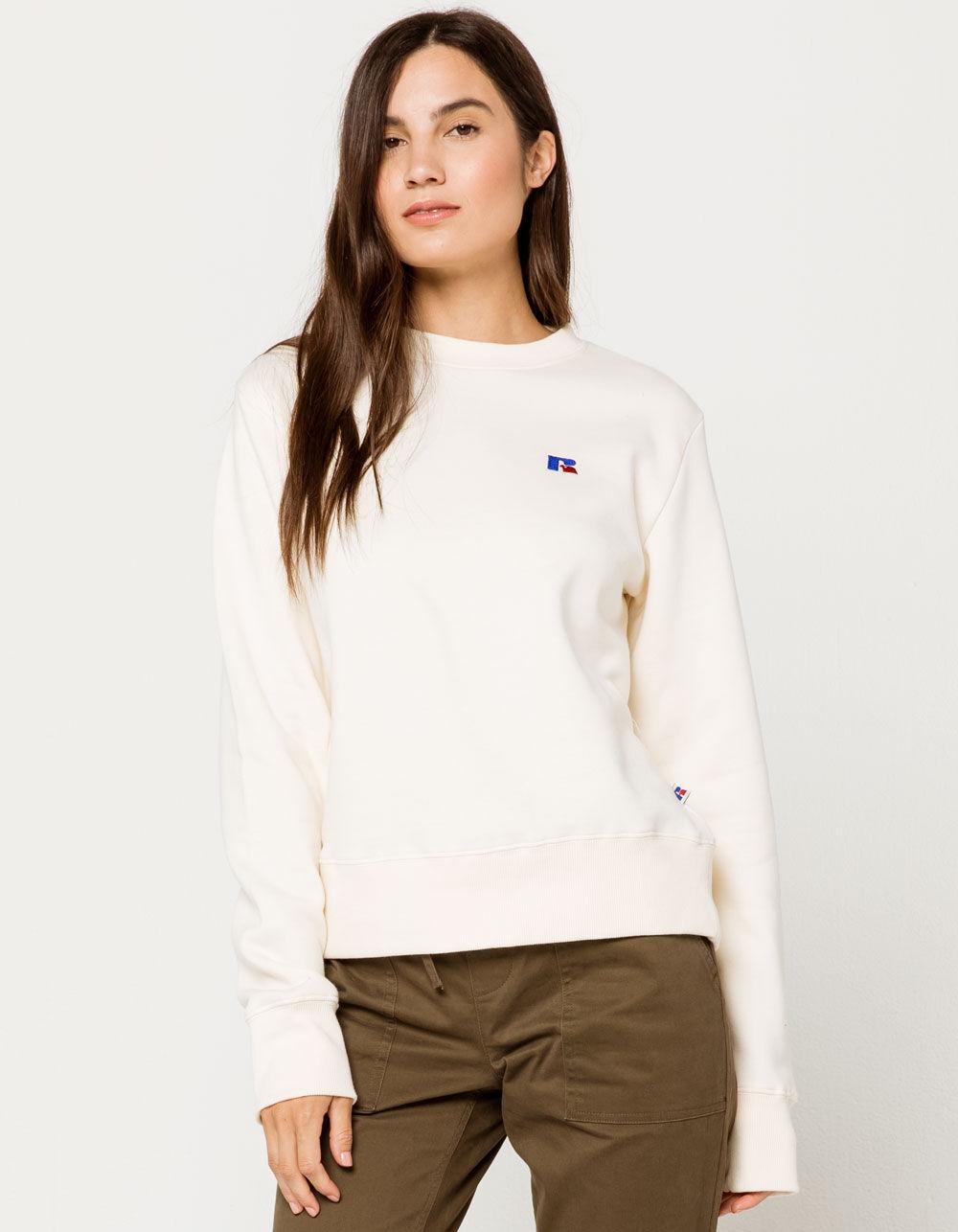 Russell Athletic Fleece Lily Crew Womens Sweatshirt in White - Lyst