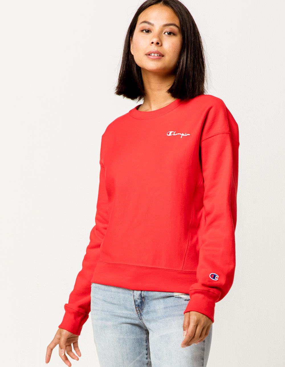 red women's champion sweatshirt