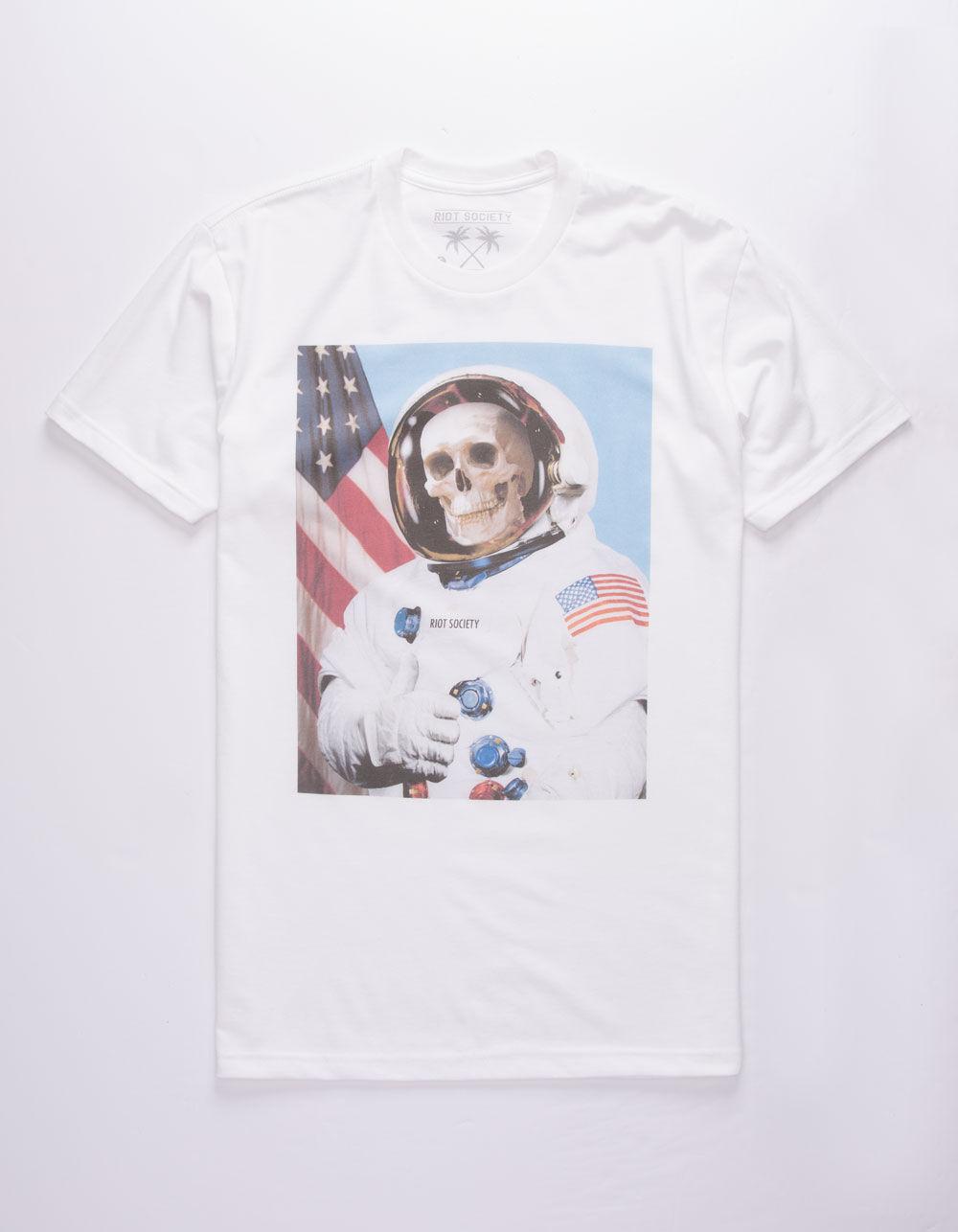Riot Society Cotton X Nasa Astronaut Skull Mens T-shirt in White for Men - Lyst
