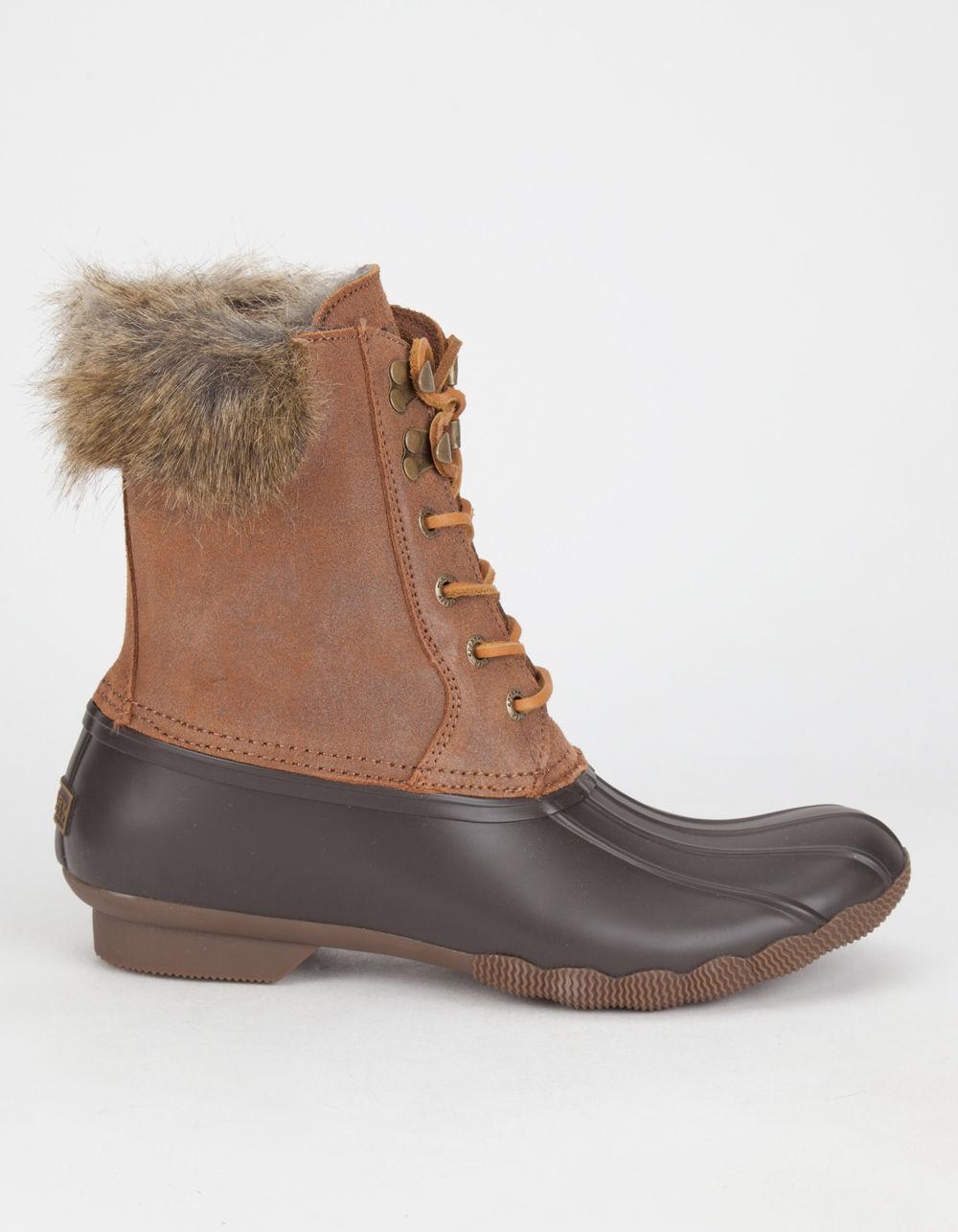 sperry duck boots white and tan